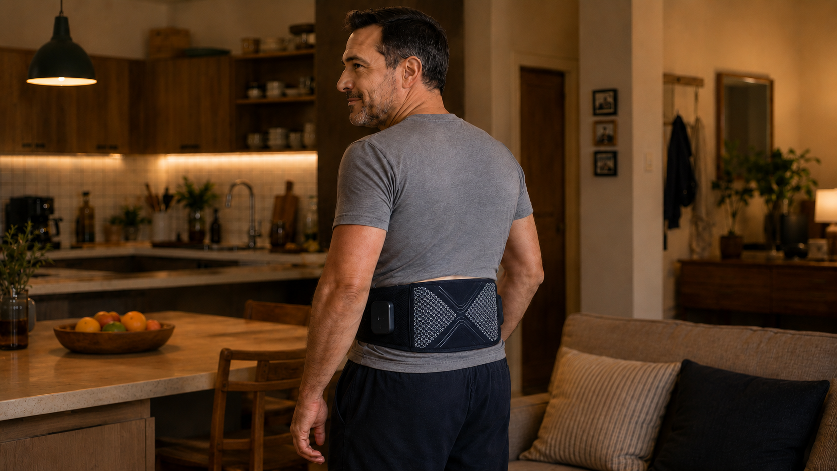 BackPro worn on the lower back at home