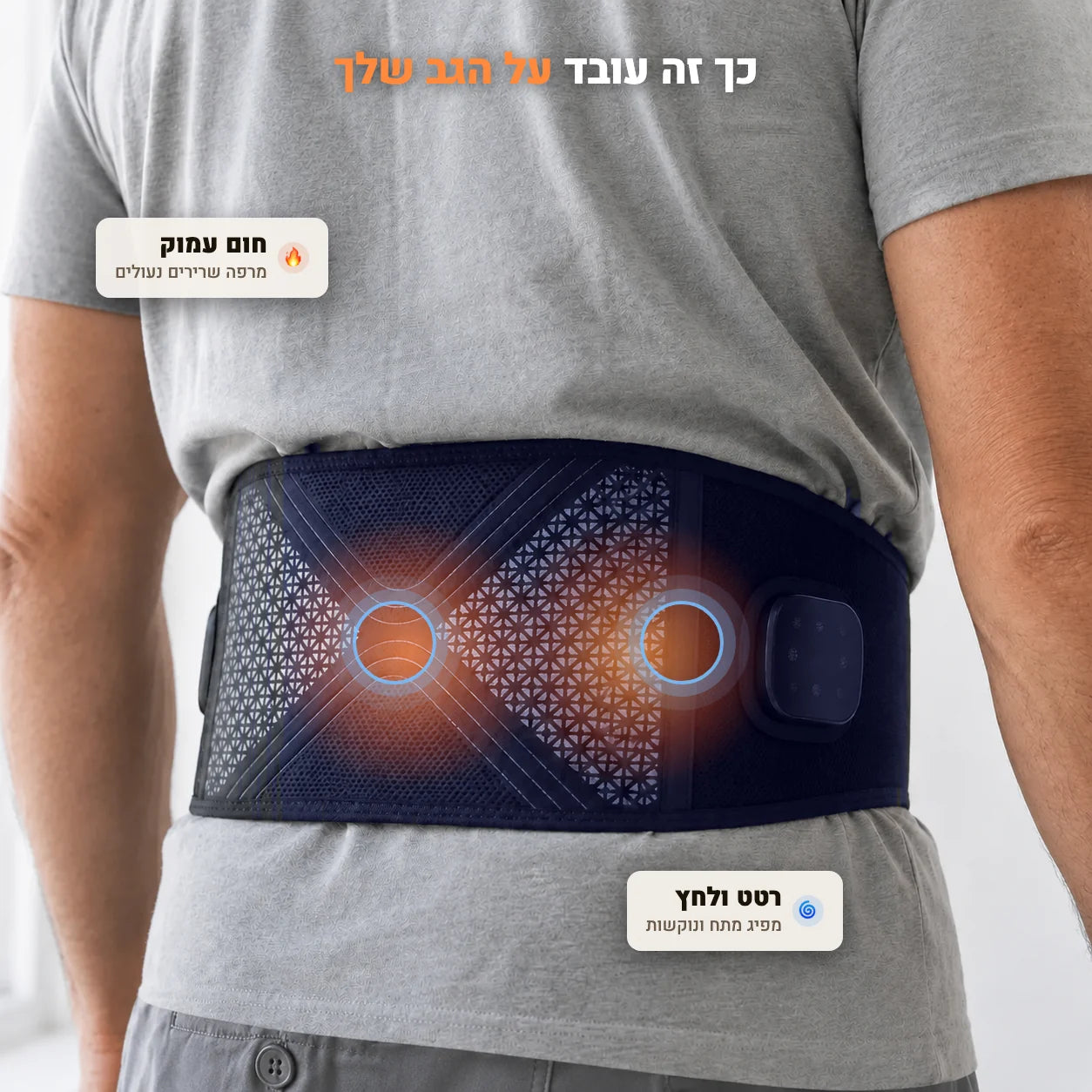 חום עמוק, רטט ולחץ פועלים על הגב