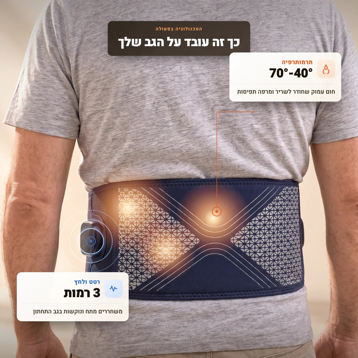 מפת חום ורטט על הגב
